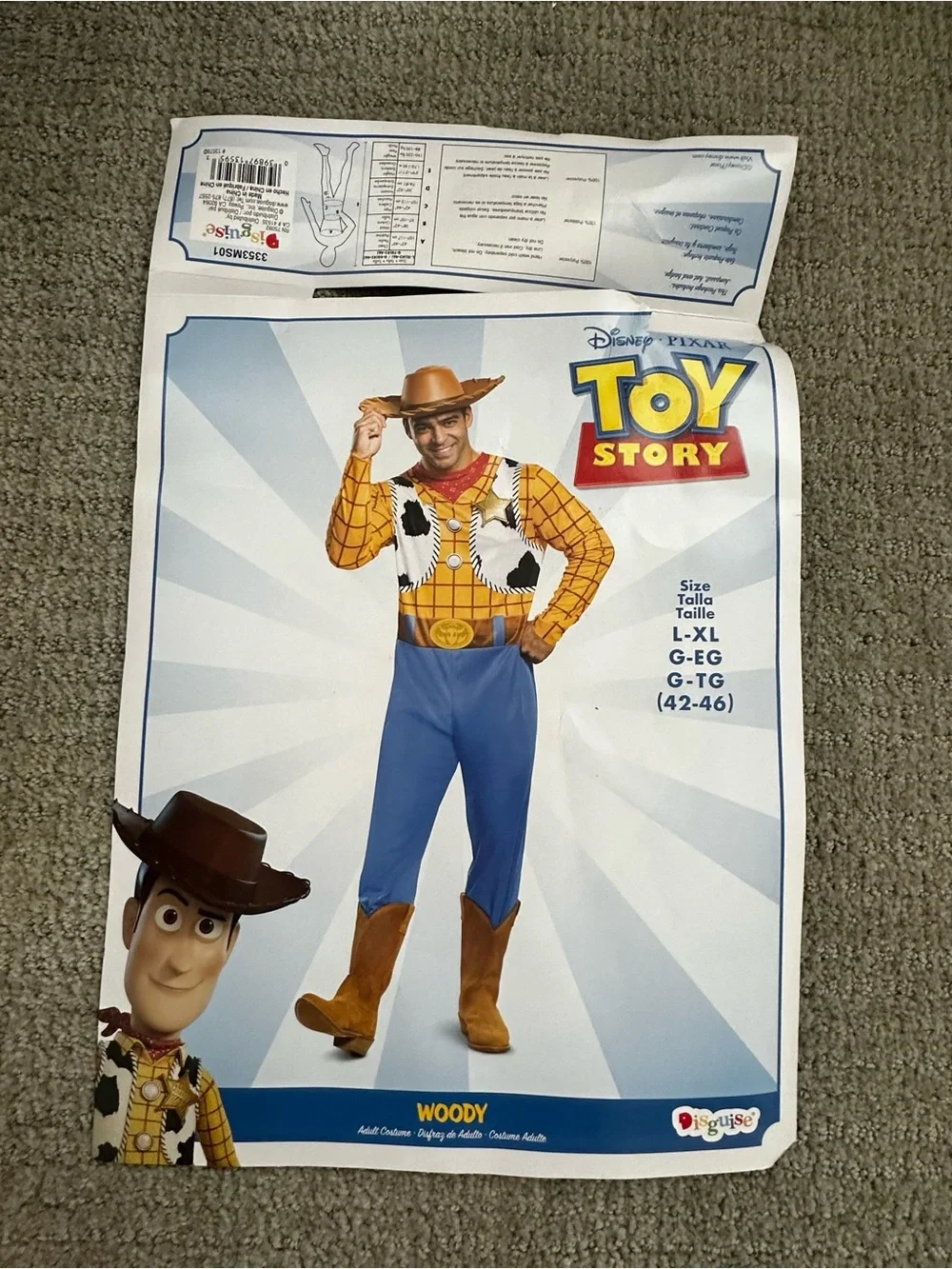 Spirit Halloween Costume , Adult Woody Jumpsuit Costume - Toy Story L/XL. - Picture 8 of 9